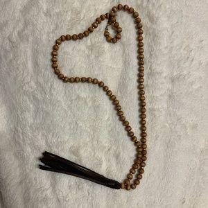 Beaded Necklace with Suede Tassel